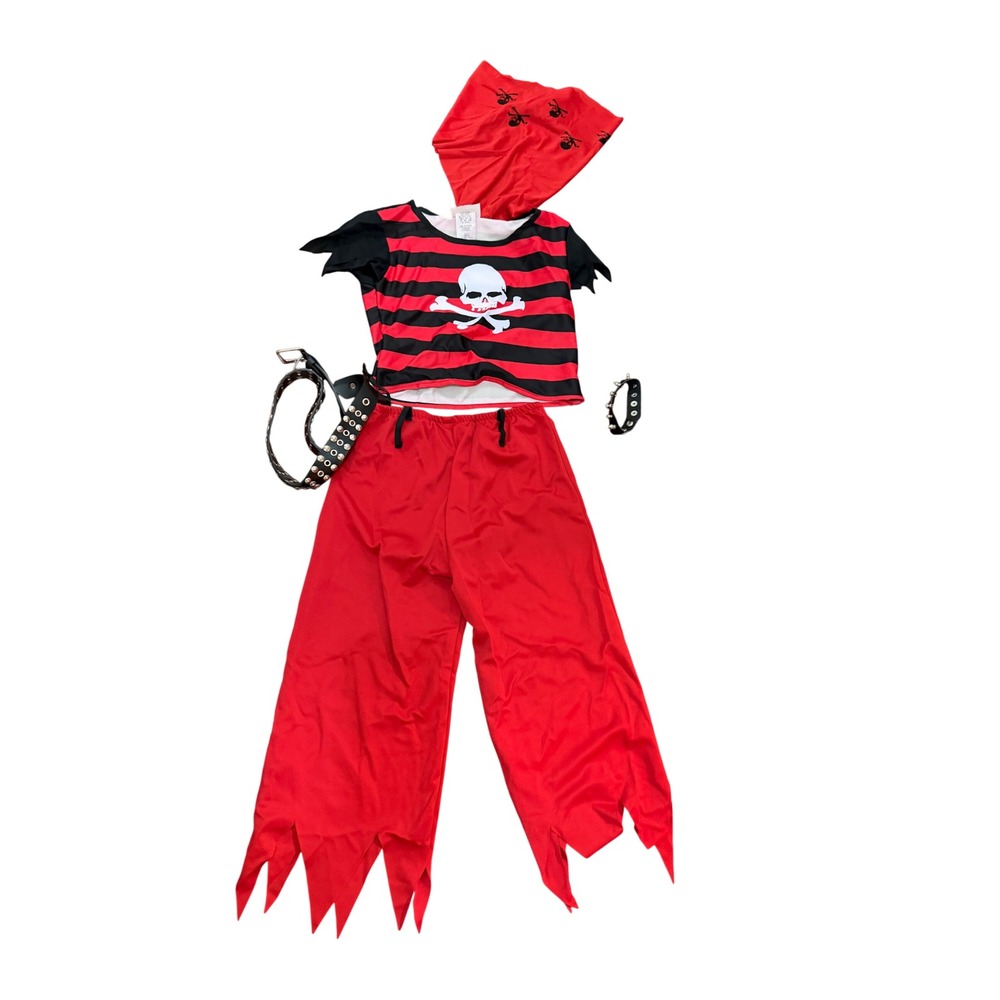 California Costume Kids Hip Punk Pirate Red Black Skull Large 10-12 Halloween